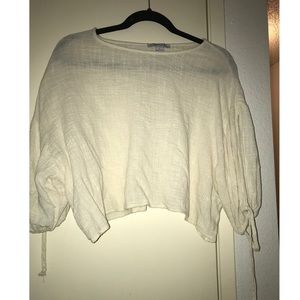 Ivory mid sleeve crop top